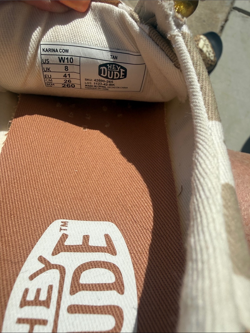 Hey Dude NEW Festival Women's Tan Beige Camo Sneakers with Gold Glitter Trim 10 - Picture 13 of 13